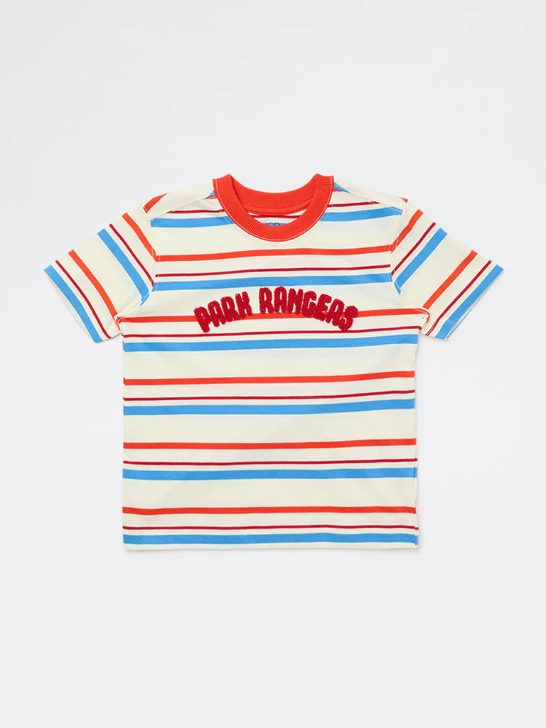 HOP Kids Boys Multicolour Striped Cotton T-Shirt - Image 3