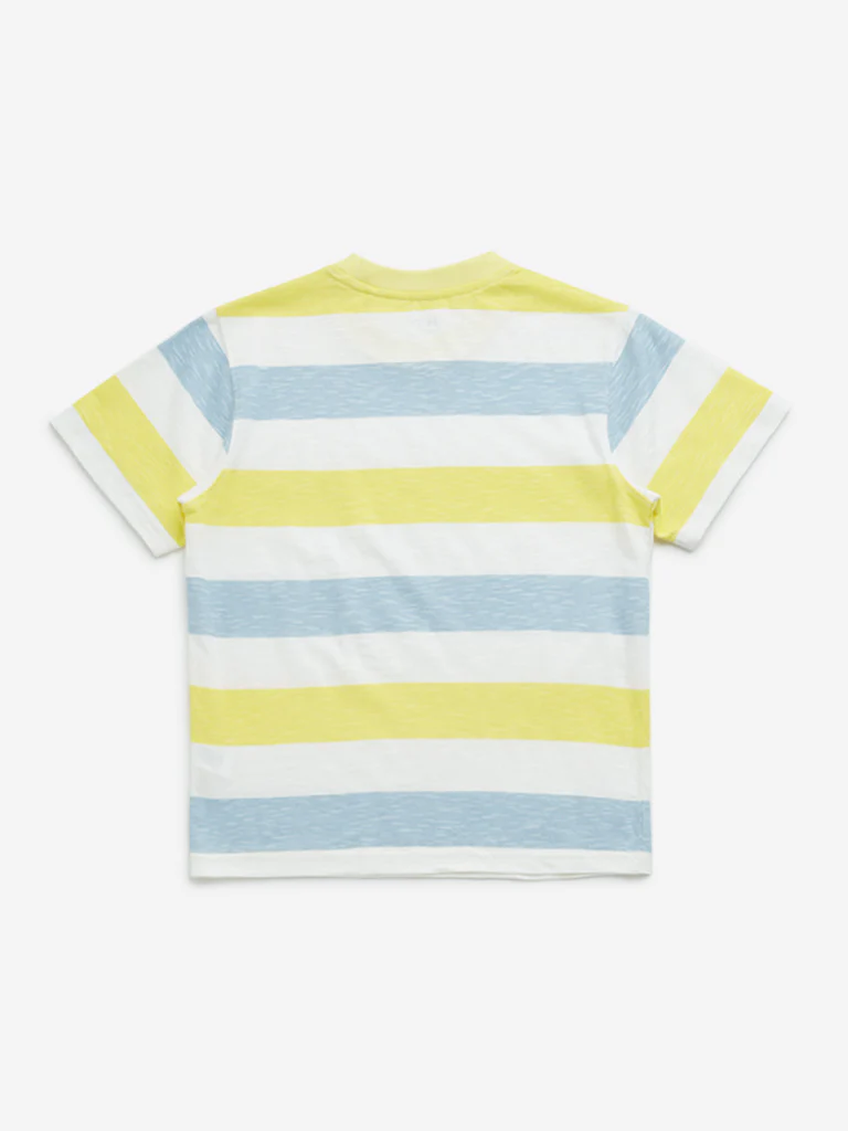 HOP Kids Boys Multicolour Striped Design Cotton T-Shirt - Image 2