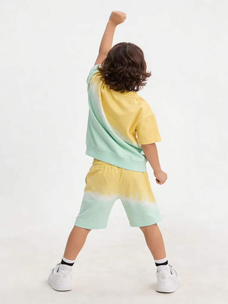 HOP Kids Boys Multicolour Tie-Dye Pattern Cotton T-Shirt and Shorts Set - Image 2