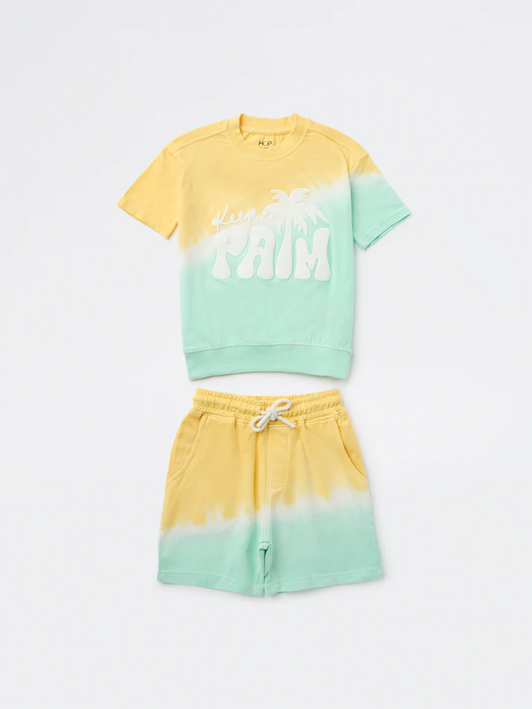 HOP Kids Boys Multicolour Tie-Dye Pattern Cotton T-Shirt and Shorts Set - Image 3