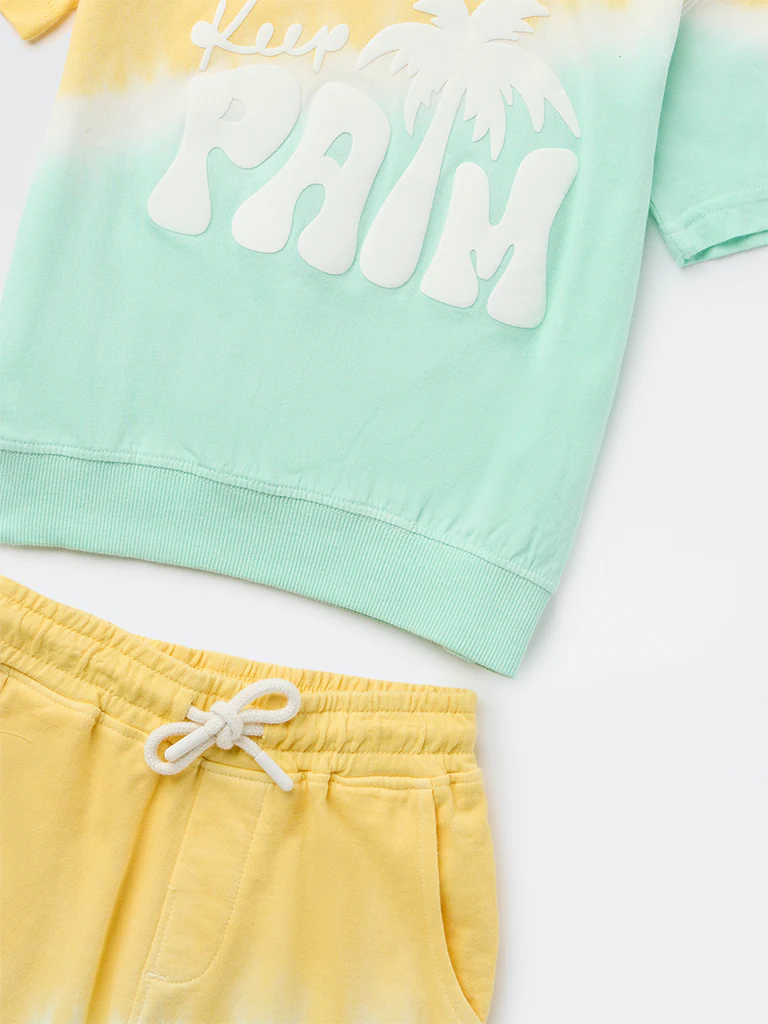 HOP Kids Boys Multicolour Tie-Dye Pattern Cotton T-Shirt and Shorts Set - Image 5
