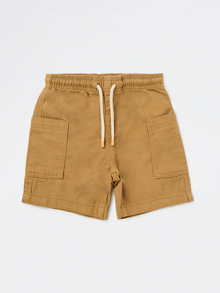 HOP Kids Boys Mustard Mid-Rise Cotton Shorts - Image 4