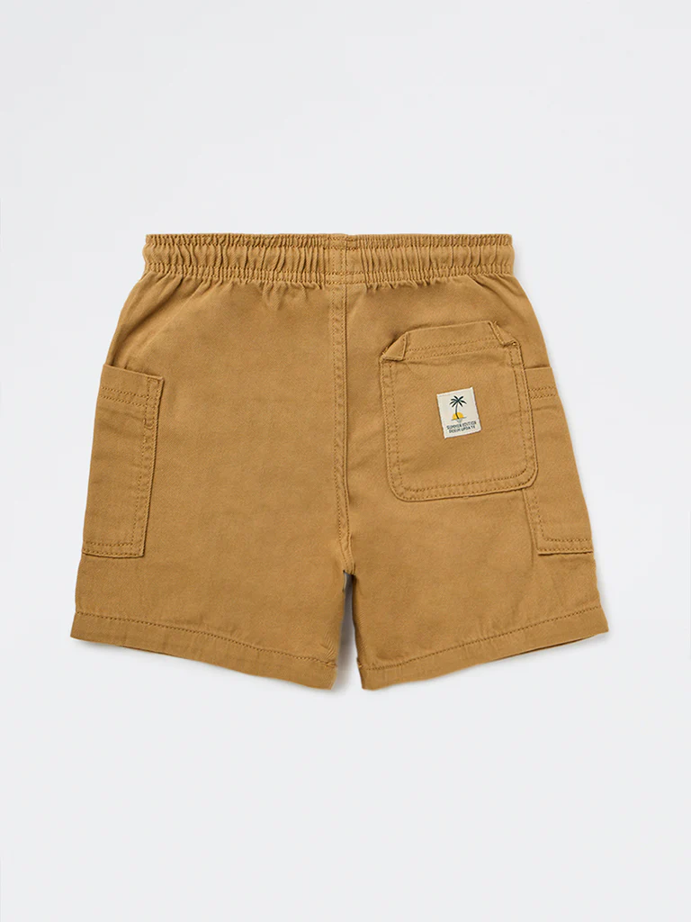 HOP Kids Boys Mustard Mid-Rise Cotton Shorts - Image 5