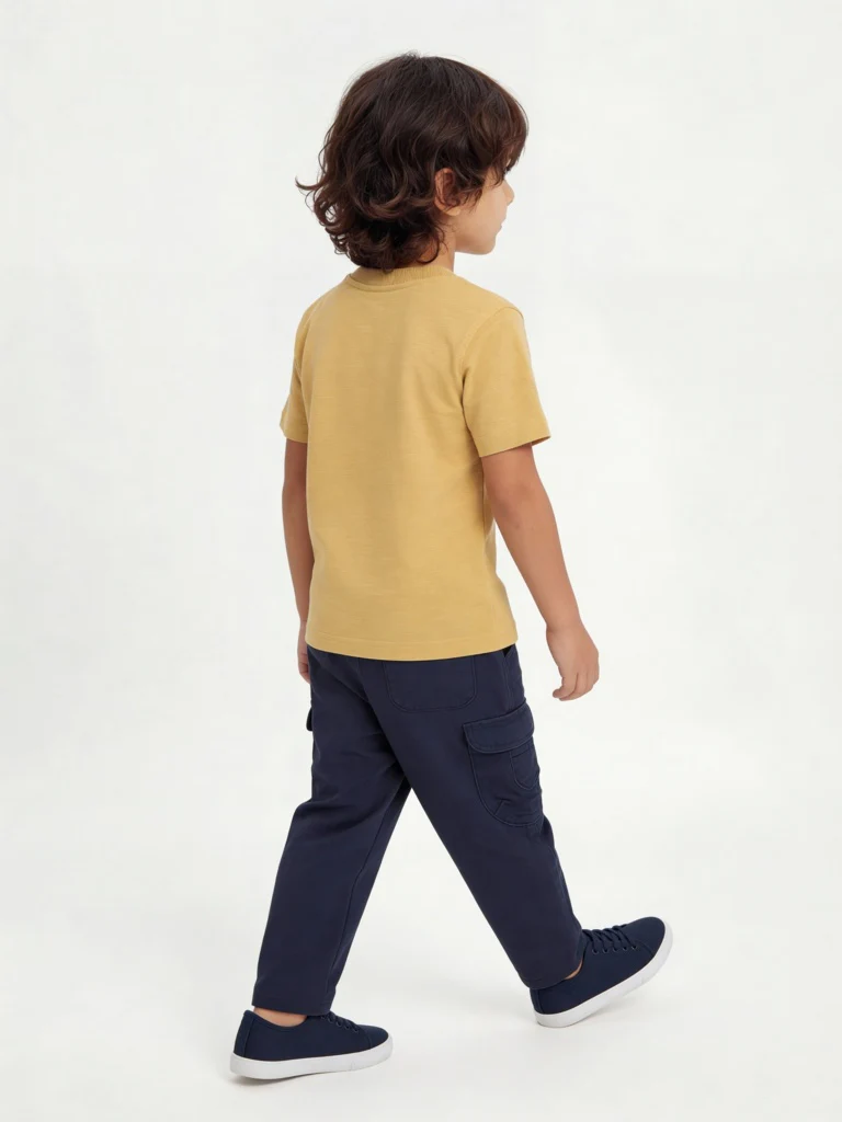 HOP Kids Boys Mustard Printed Cotton T-Shirt - Image 2