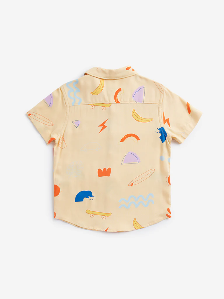 HOP Kids Boys Mustard Printed Shirt - Image 2