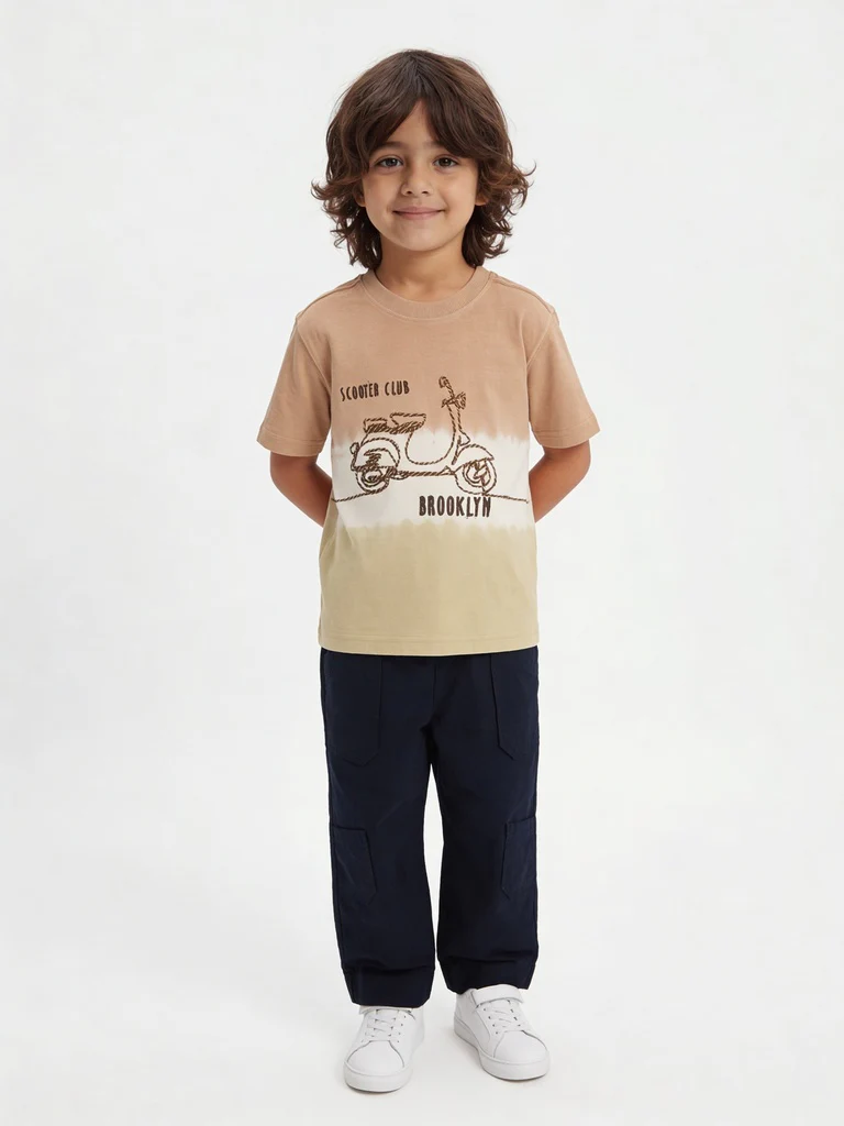 HOP Kids Boys Navy Blue Flowy Cotton Trousers