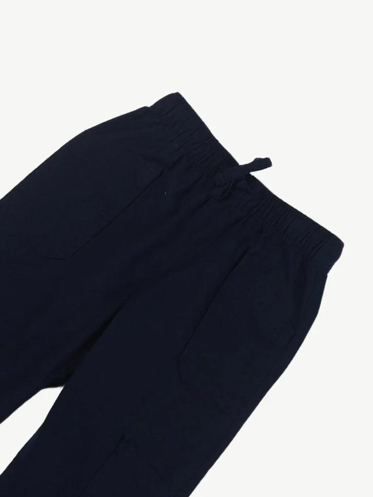 HOP Kids Boys Navy Blue Flowy Cotton Trousers - Image 5