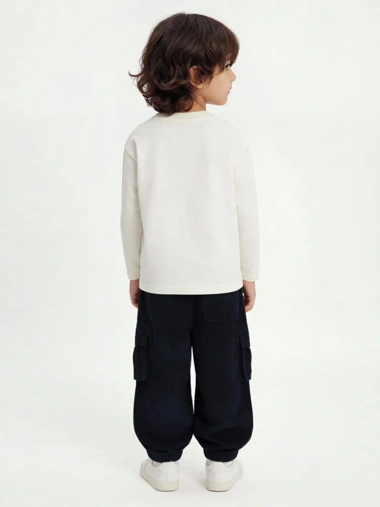 HOP Kids Boys Navy Mid-Rise Corduroy Joggers - Image 2