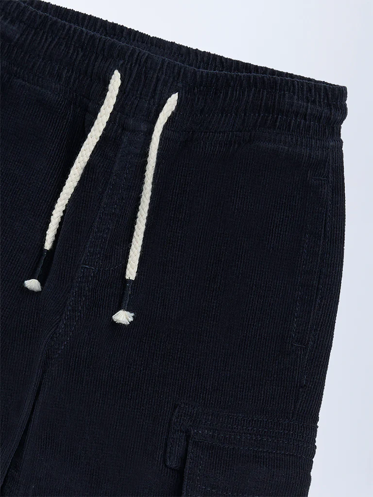 HOP Kids Boys Navy Mid-Rise Corduroy Joggers - Image 5
