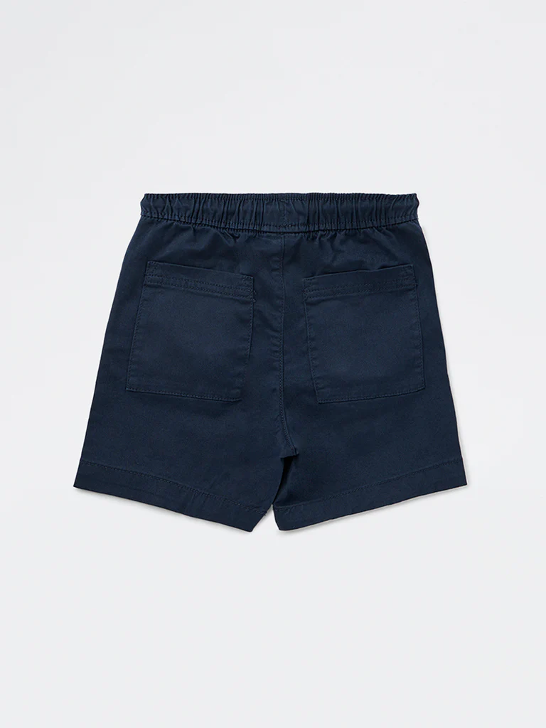 HOP Kids Boys Navy Mid-Rise Cotton-Blend Shorts - Image 4