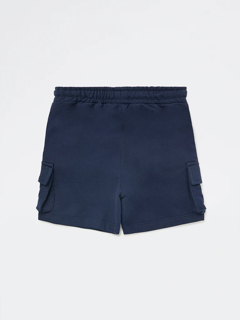 HOP Kids Boys Navy Mid-Rise Cotton Shorts - Image 4