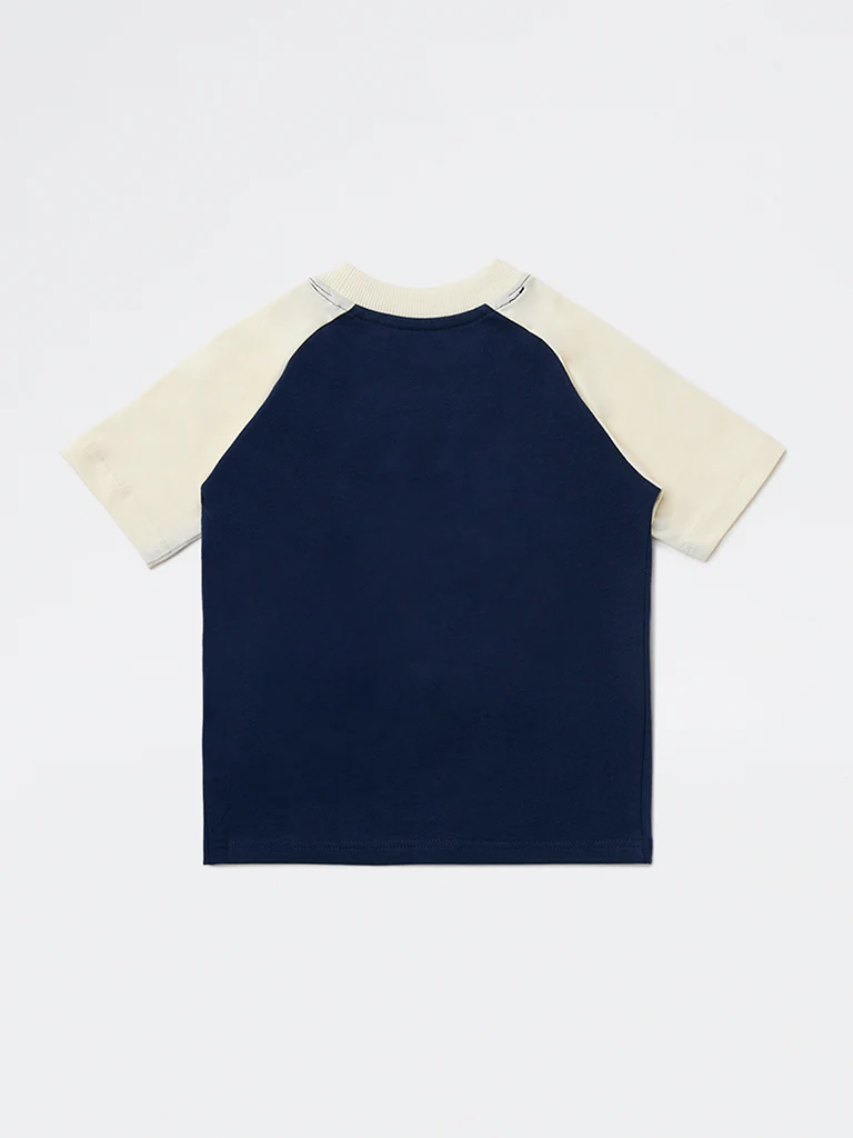 HOP Kids Boys Navy Sea-Life Printed Cotton T-Shirt - Image 4