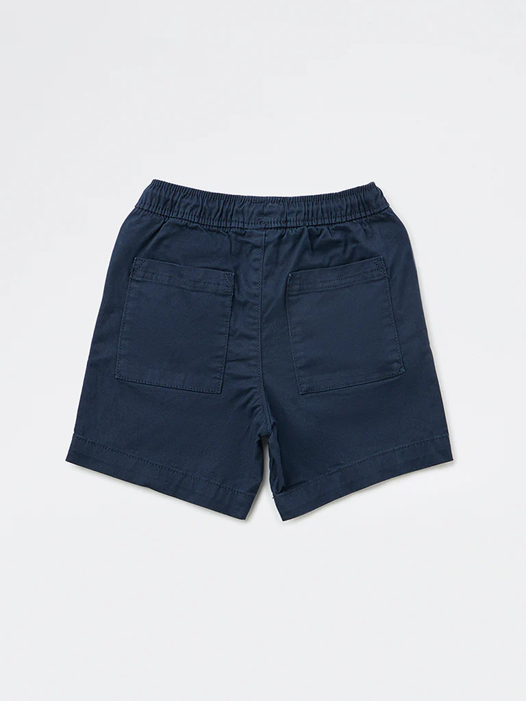 HOP Kids Boys Navy Solid Cotton-Blend Shorts - Image 3