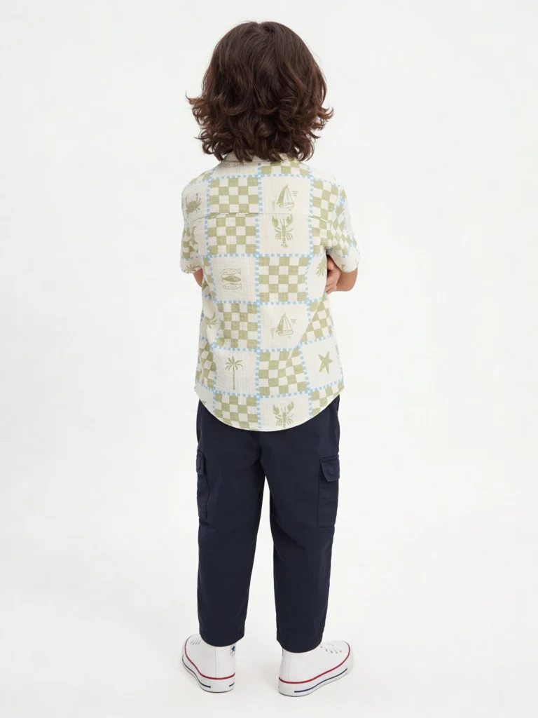 HOP Kids Boys Navy Solid Relaxed-Fit Cotton Cargo Pants - Image 3