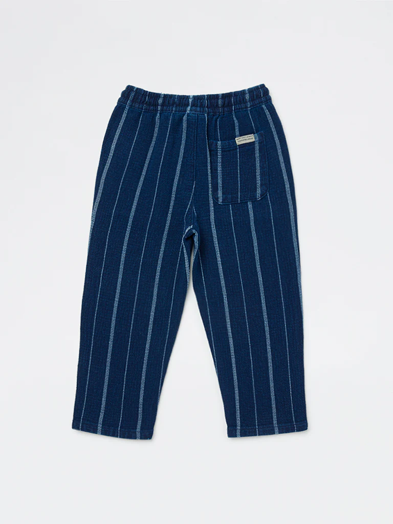 HOP Kids Boys Navy Striped Mid-Rise Cotton Trousers - Image 4