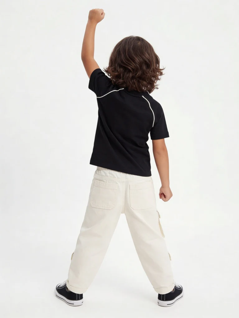 HOP Kids Boys Off-White Cargo-Style Mid-Rise Jeans - Image 3