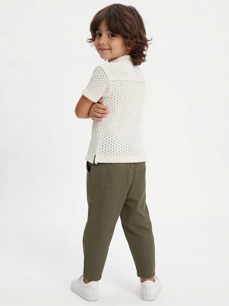 HOP Kids Boys Off-White Cotton Shirt - Image 2