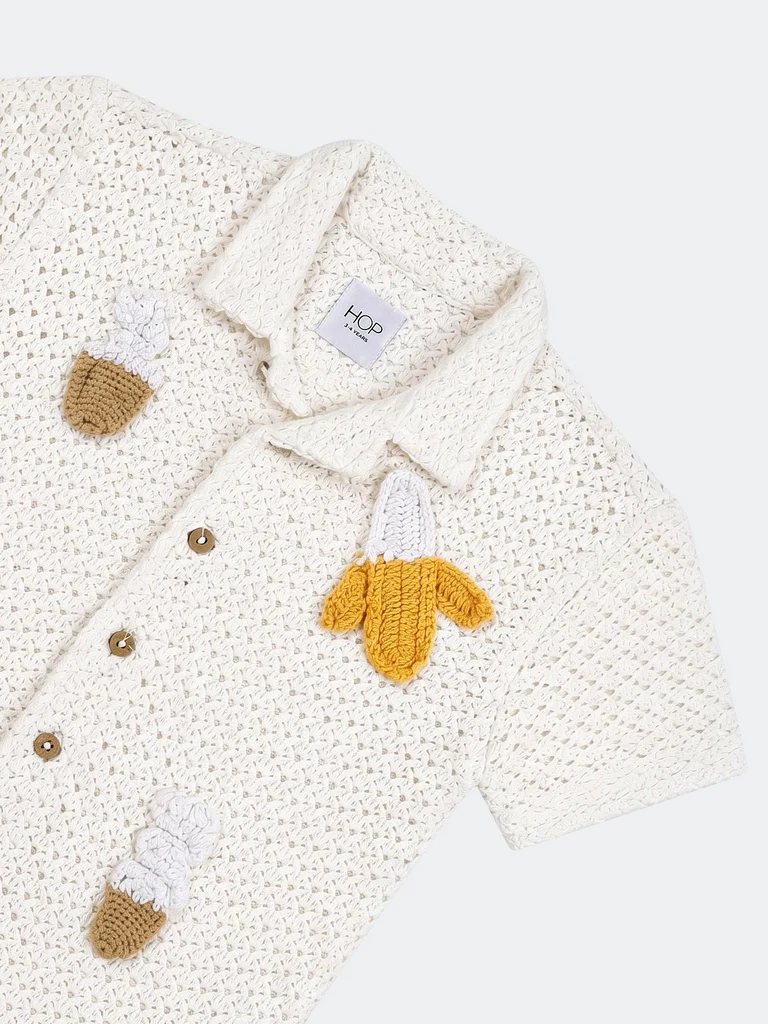 HOP Kids Boys Off-White Cotton Shirt - Image 5