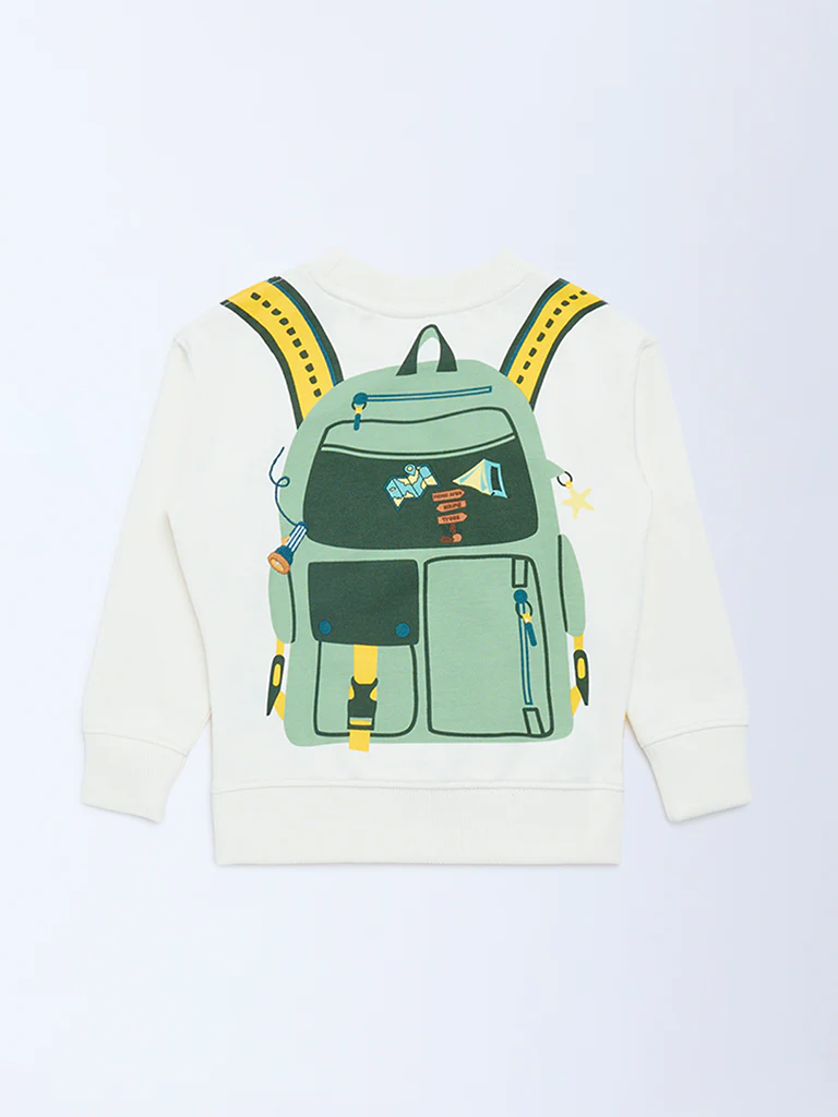 HOP Kids Boys Off-White Printed Cotton-Blend Sweatshirt - Image 4