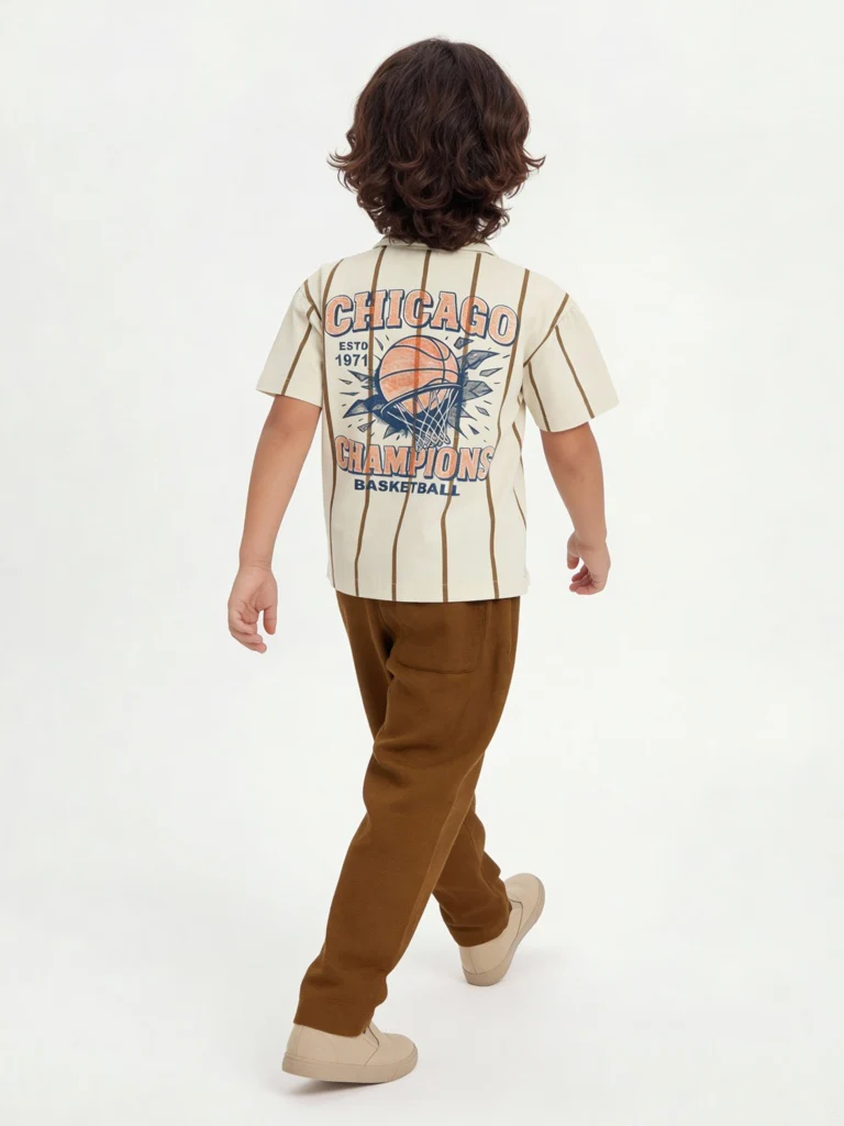 HOP Kids Boys Off-White Printed Cotton Shirt - Image 2
