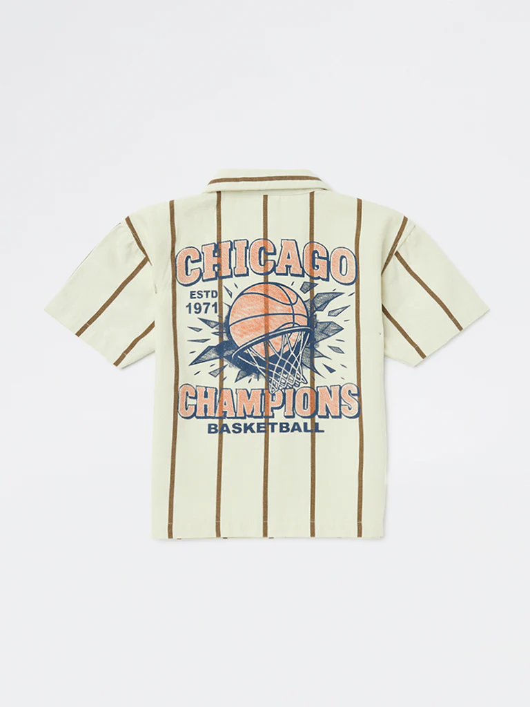 HOP Kids Boys Off-White Printed Cotton Shirt - Image 4