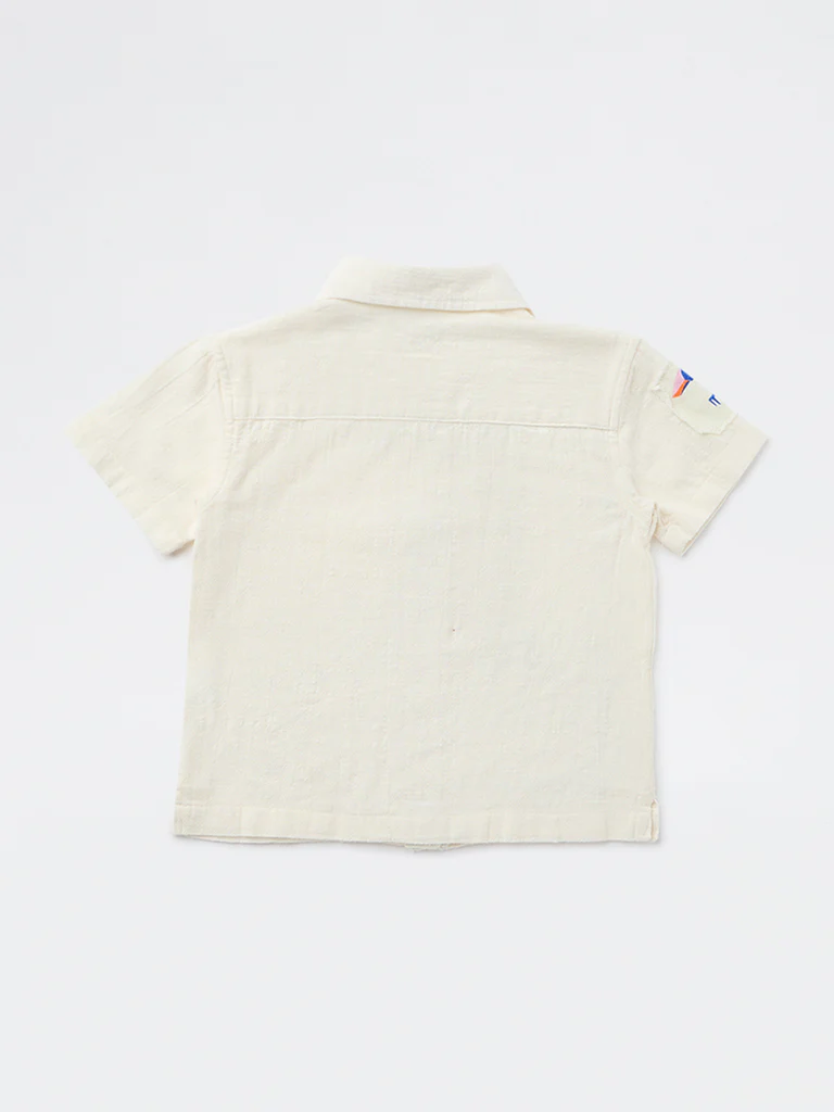HOP Kids Boys Off-White Printed Cotton Shirt - Image 4
