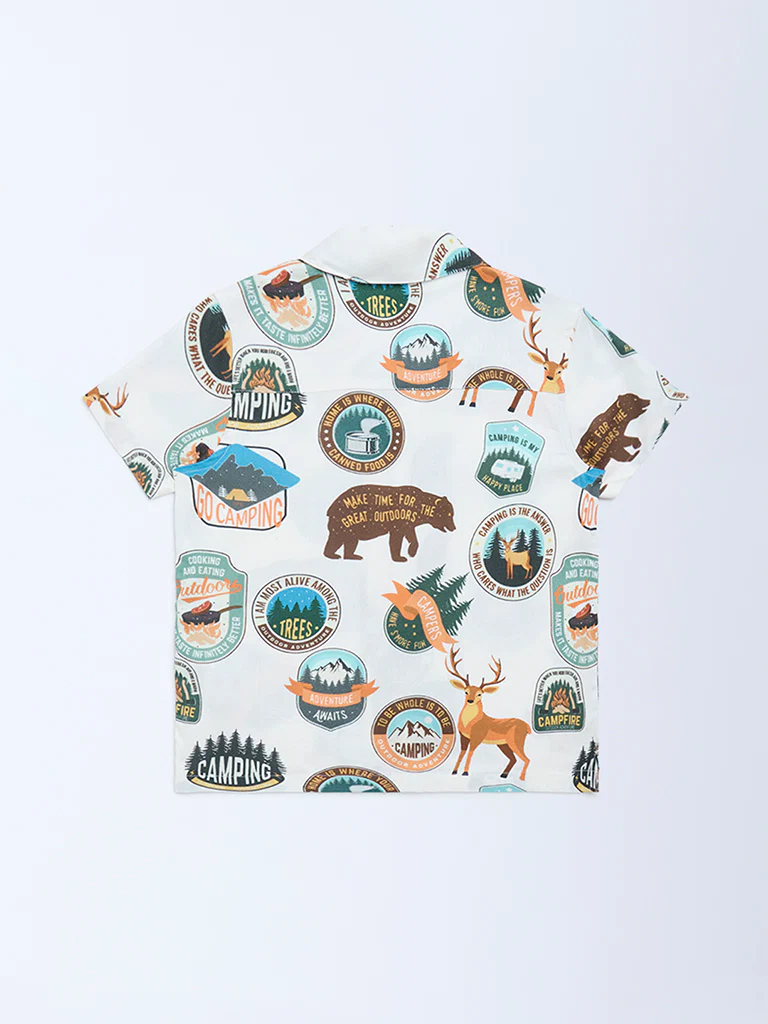 HOP Kids Boys Off-White Printed Shirt - Image 3