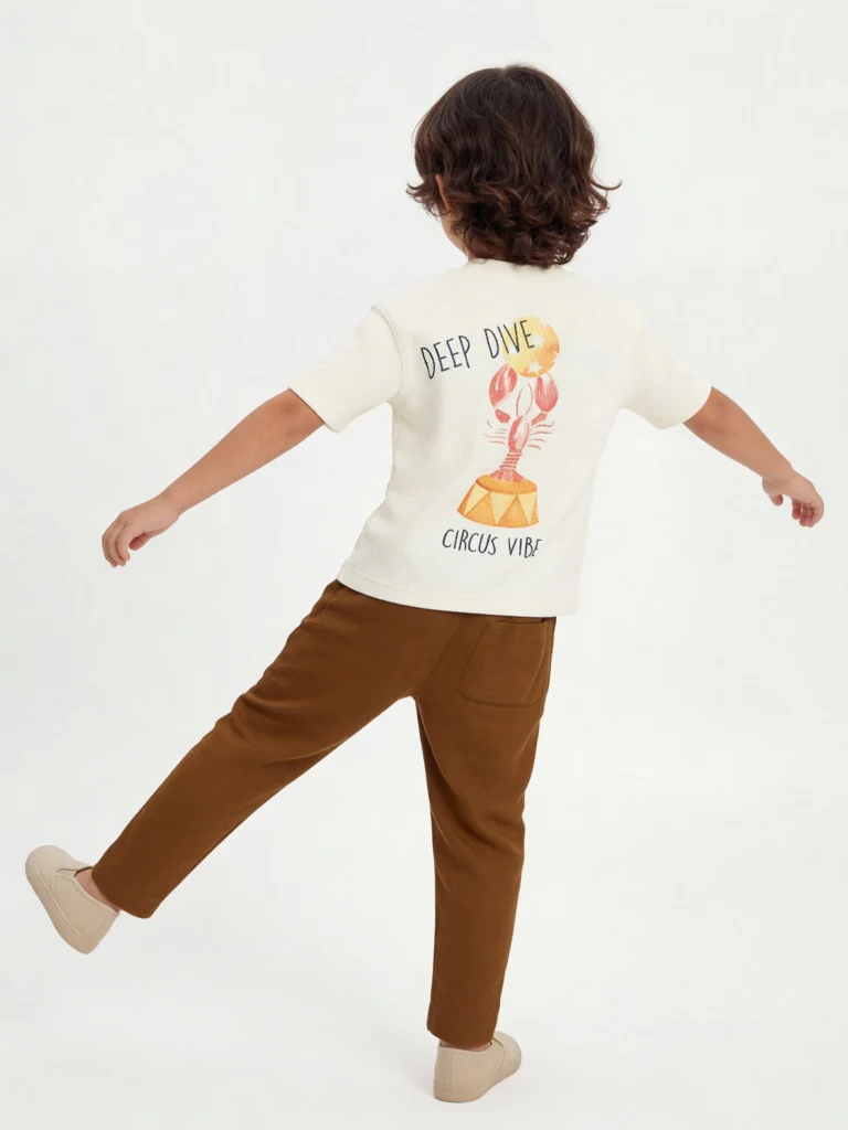 HOP Kids Boys Off-White Sea-Life Printed Cotton T-Shirt - Image 3