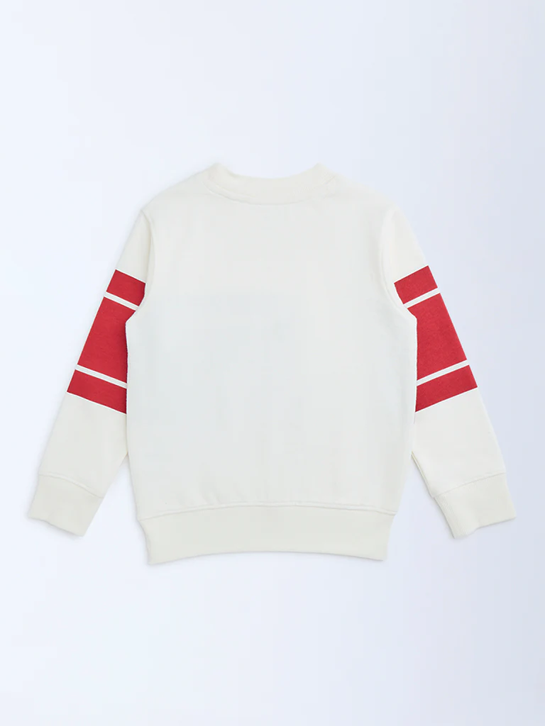 HOP Kids Boys Off-White Striped Cotton-Blend Sweatshirt - Image 5