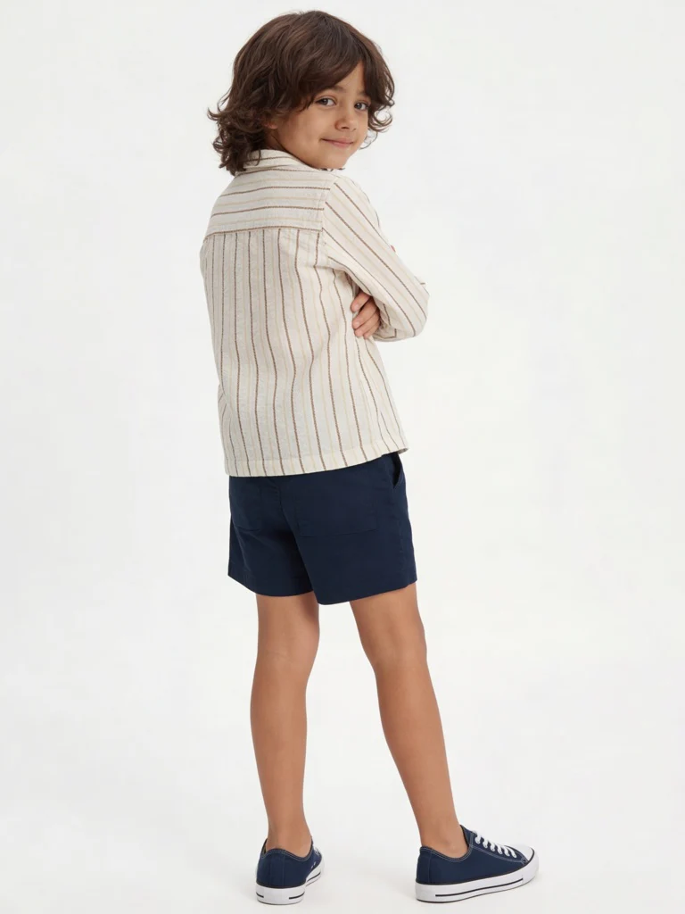 HOP Kids Boys Off-White Striped Cotton Shirt - Image 2
