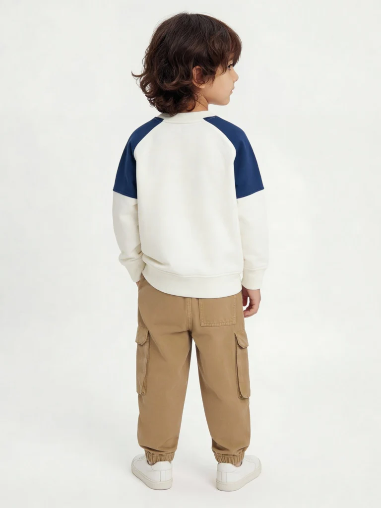 HOP Kids Boys Off-White Text Design Cotton-Blend Sweatshirt - Image 2
