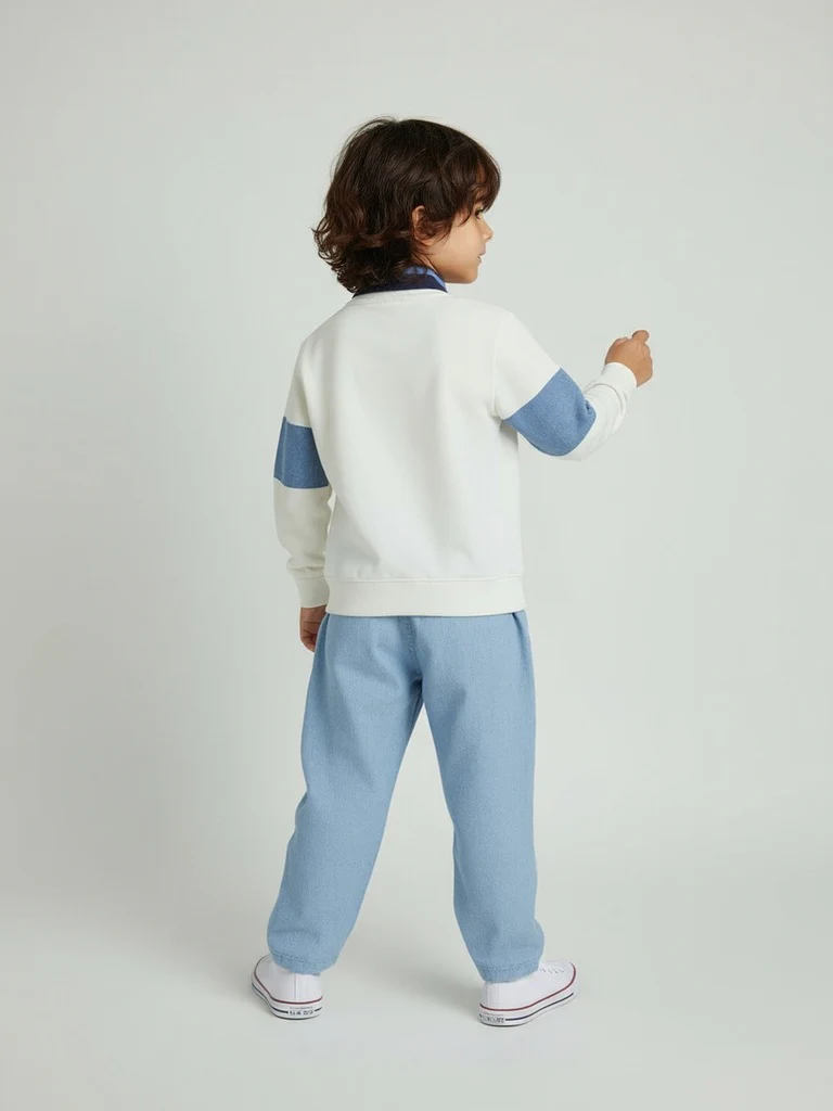 HOP Kids Boys Off-White Text Pattern Cotton Sweatshirt - Image 3