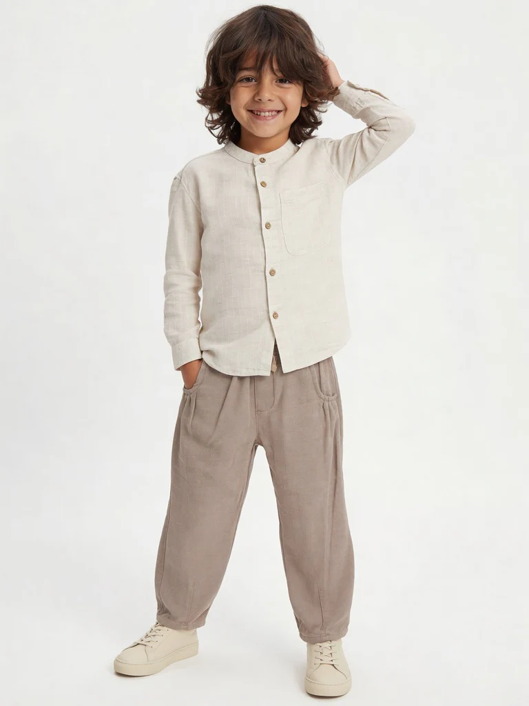 HOP Kids Boys Off-White Textured Shirt