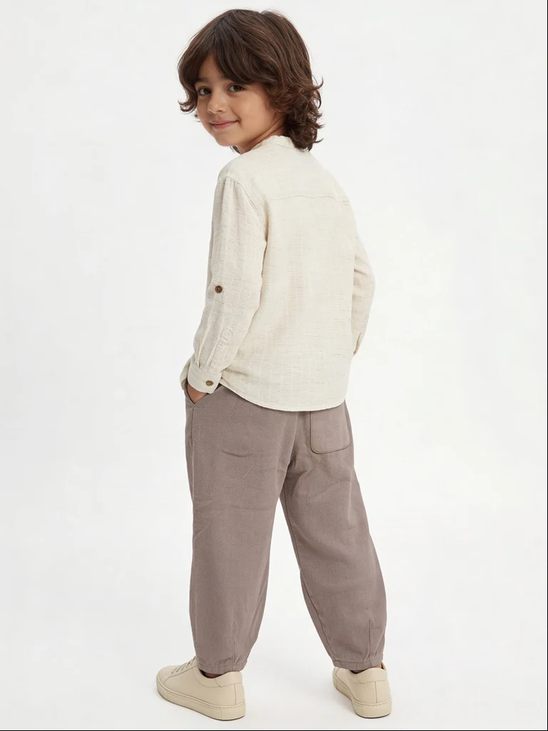 HOP Kids Boys Off-White Textured Shirt - Image 2