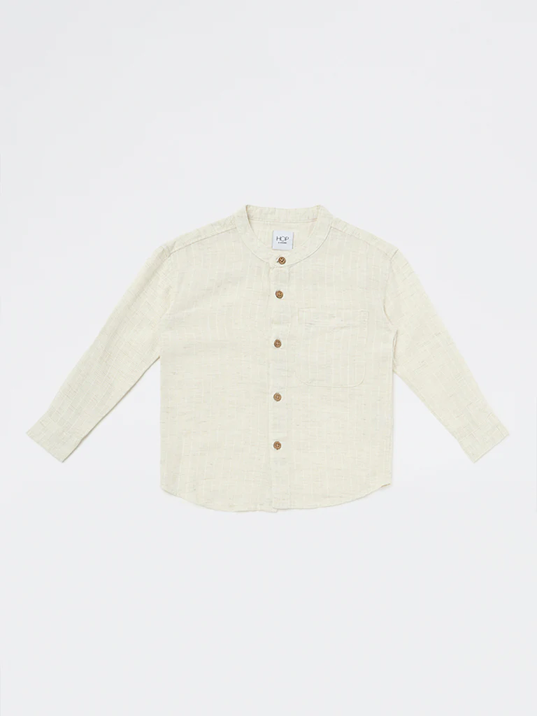HOP Kids Boys Off-White Textured Shirt - Image 3