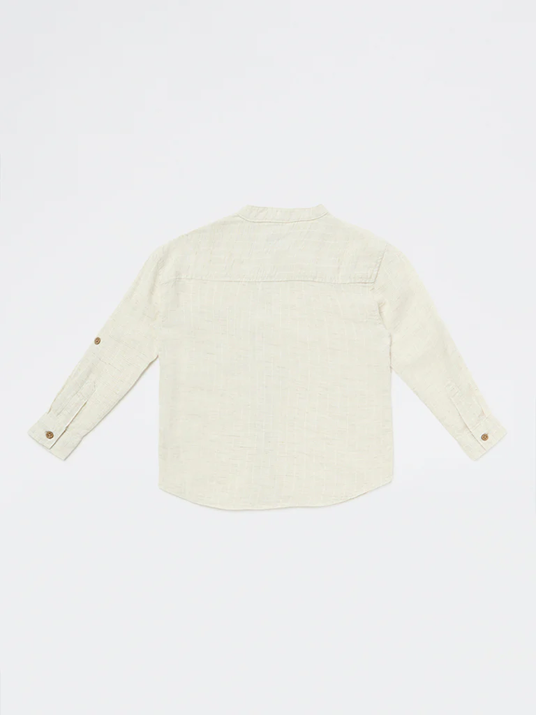 HOP Kids Boys Off-White Textured Shirt - Image 4