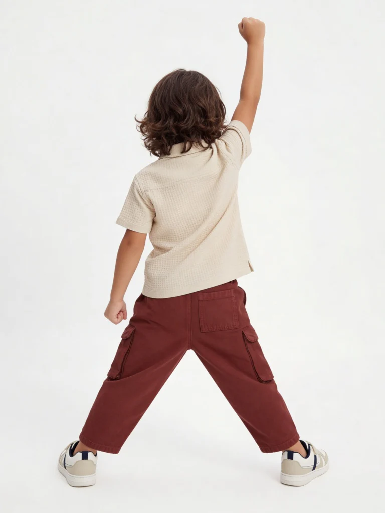 HOP Kids Boys Off-White Waffle-Textured Cotton Shirt - Image 2