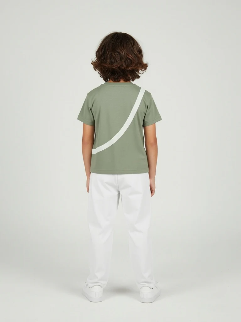 HOP Kids Boys Olive Fish Detailed Cotton T-Shirt - Image 2