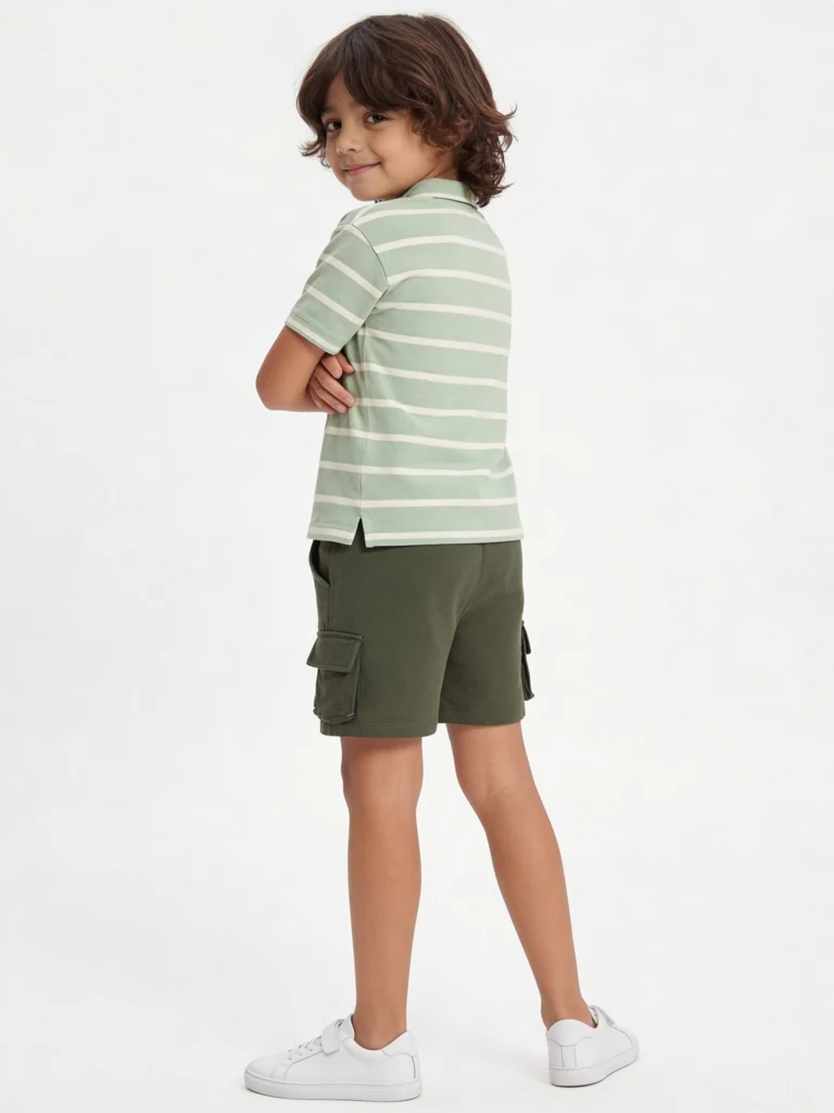 HOP Kids Boys Olive Mid-Rise Cotton Shorts - Image 2