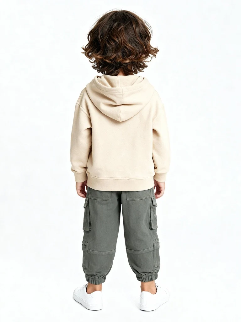 HOP Kids Boys Olive Solid Mid-Rise Cotton-Blend Joggers - Image 2