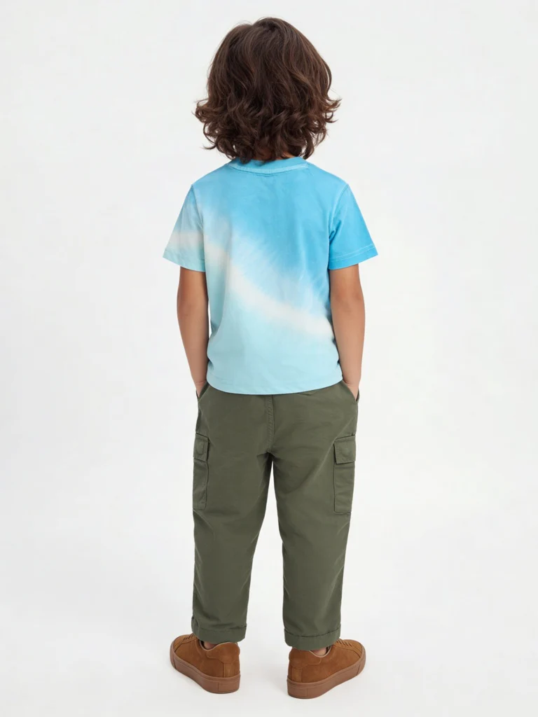 HOP Kids Boys Olive Solid Relaxed-Fit Cotton Cargo Pants - Image 3