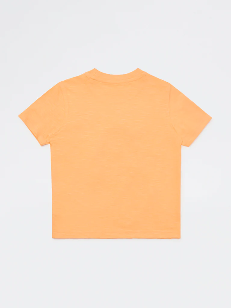 HOP Kids Boys Orange Animal Pattern Cotton T-Shirt - Image 5