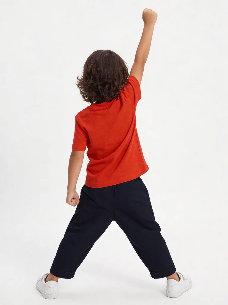 HOP Kids Boys Orange Printed Cotton T-Shirt - Image 2