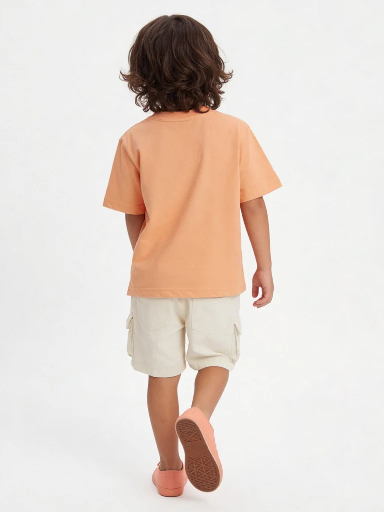HOP Kids Boys Orange Text-Printed Cotton T-Shirt - Image 2
