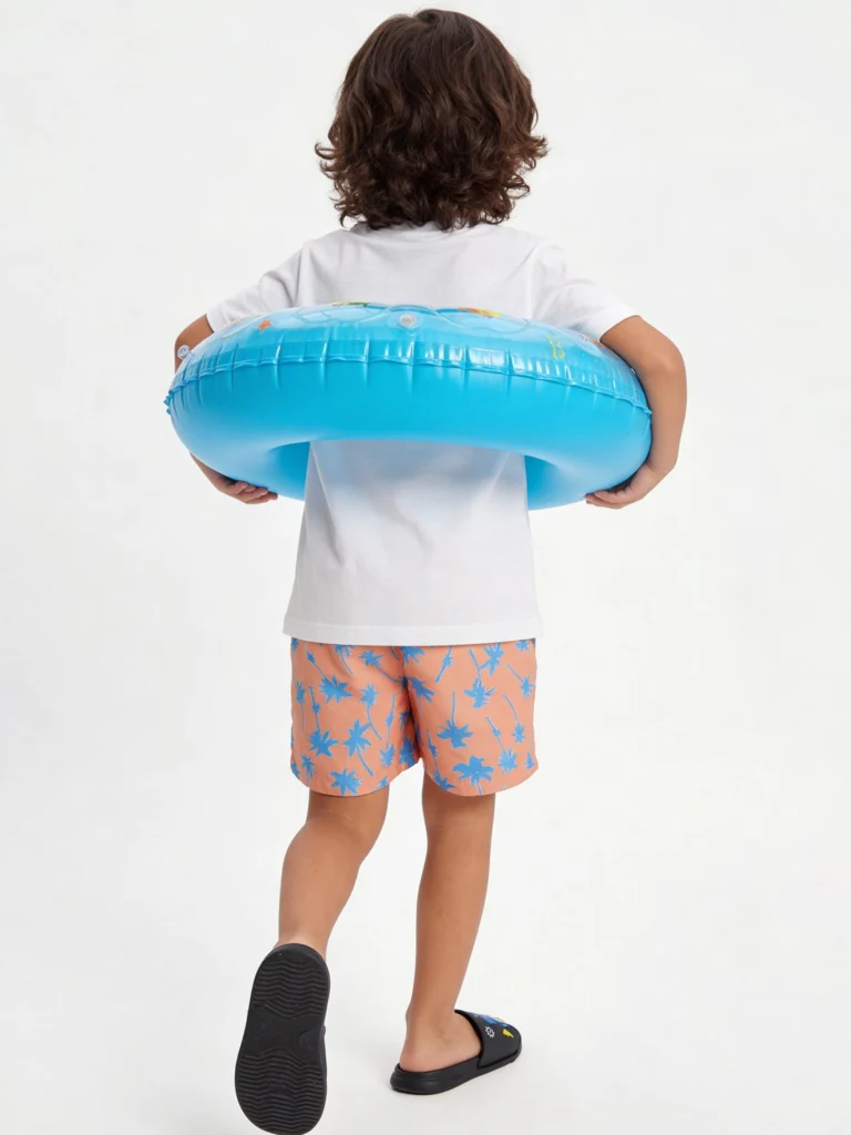HOP Kids Boys Orange Tropical Printed Mid-Rise Swim Shorts - Image 3