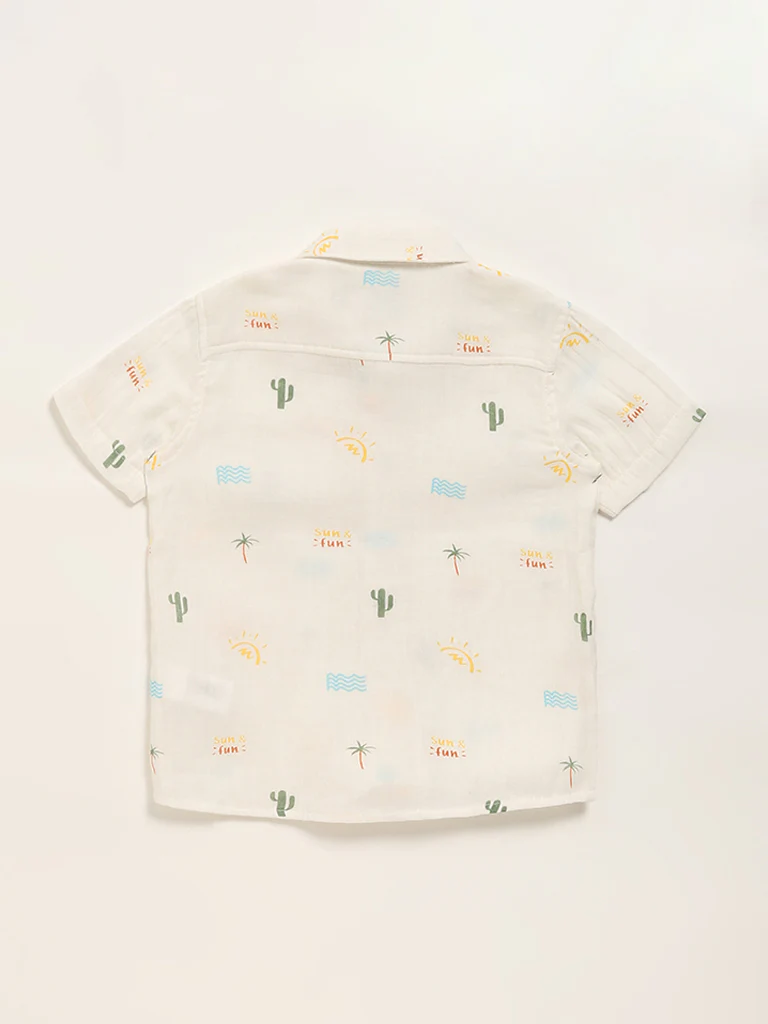 HOP Kids Boys Printed Off-White Shirt - Image 2