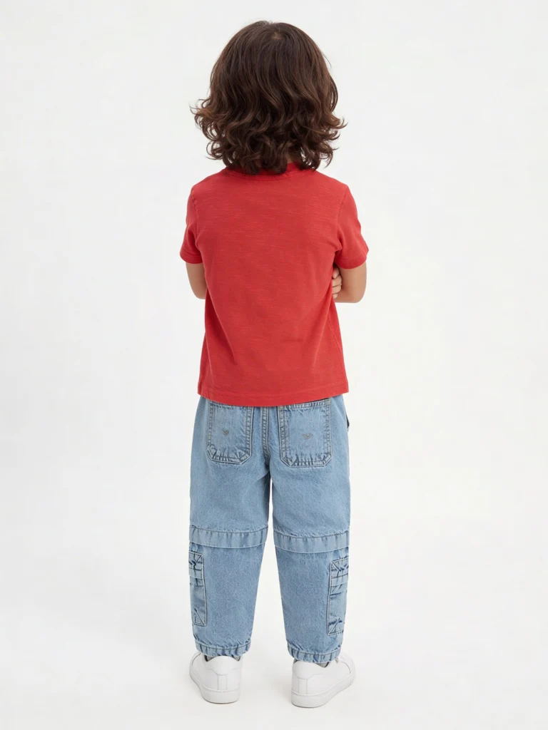 HOP Kids Boys Red Animal Embroidered Cotton T-Shirt - Image 3