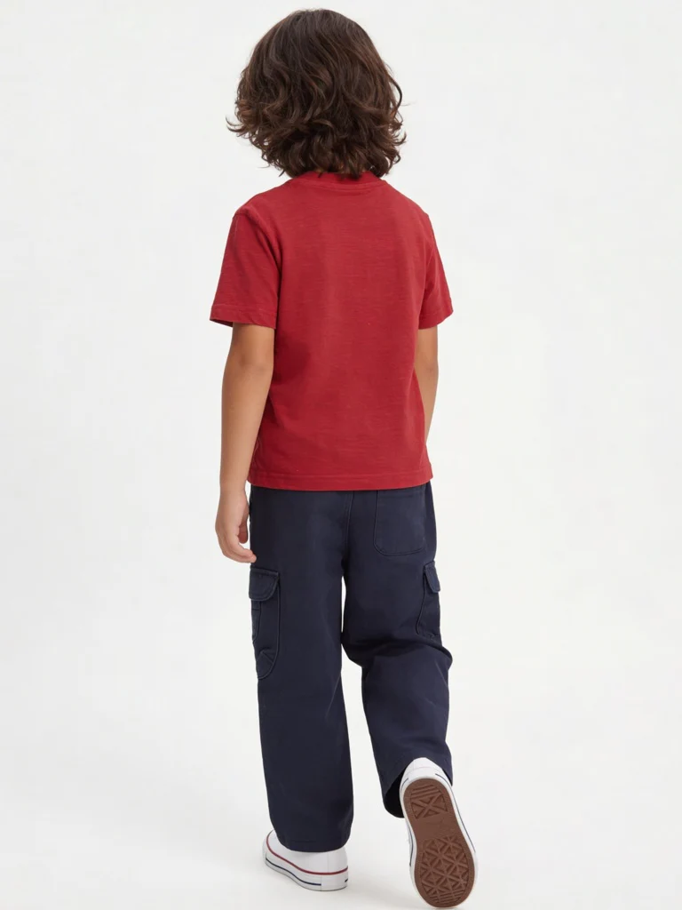 HOP Kids Boys Red Dinosaur Printed Cotton T-Shirt - Image 3