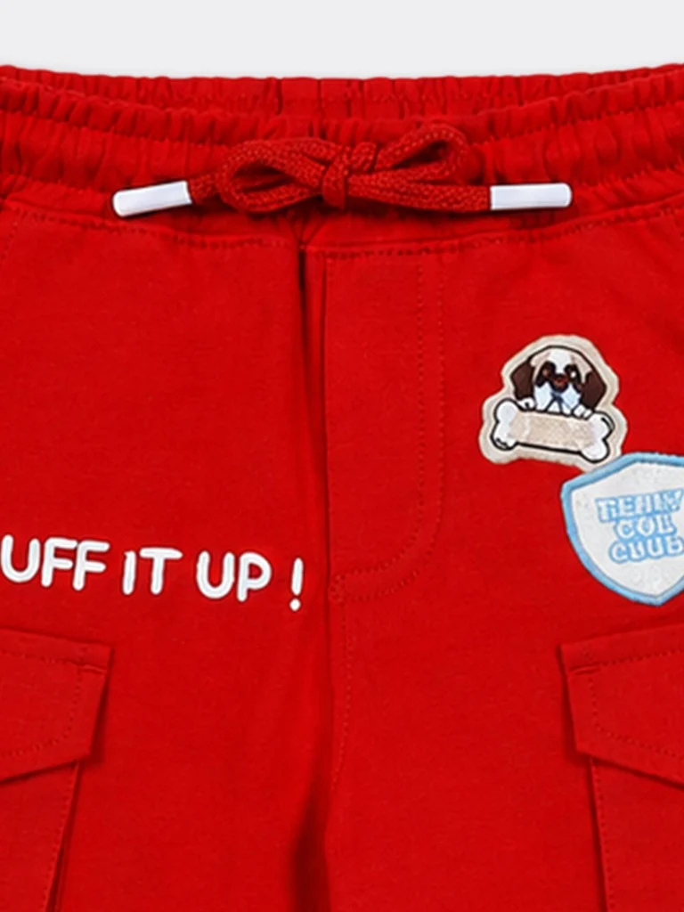 HOP Kids Boys Red Graphic Design Cotton Shorts - Image 5