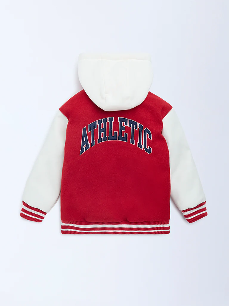 HOP Kids Boys Red Text-Detail Jacket with a Hood - Image 4